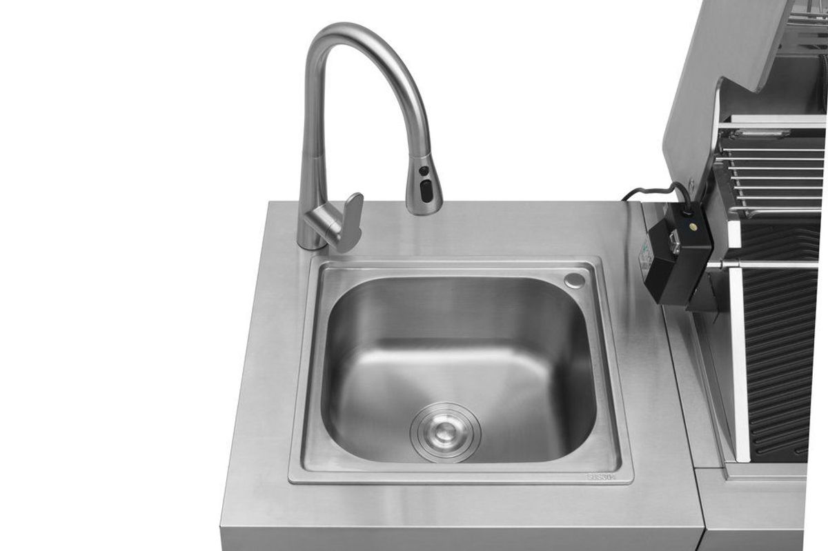 Utekjøkken Ametist 6+2 i Rustfritt Stål fra Mustang - Inkludert Kjøleskap og Vannkran