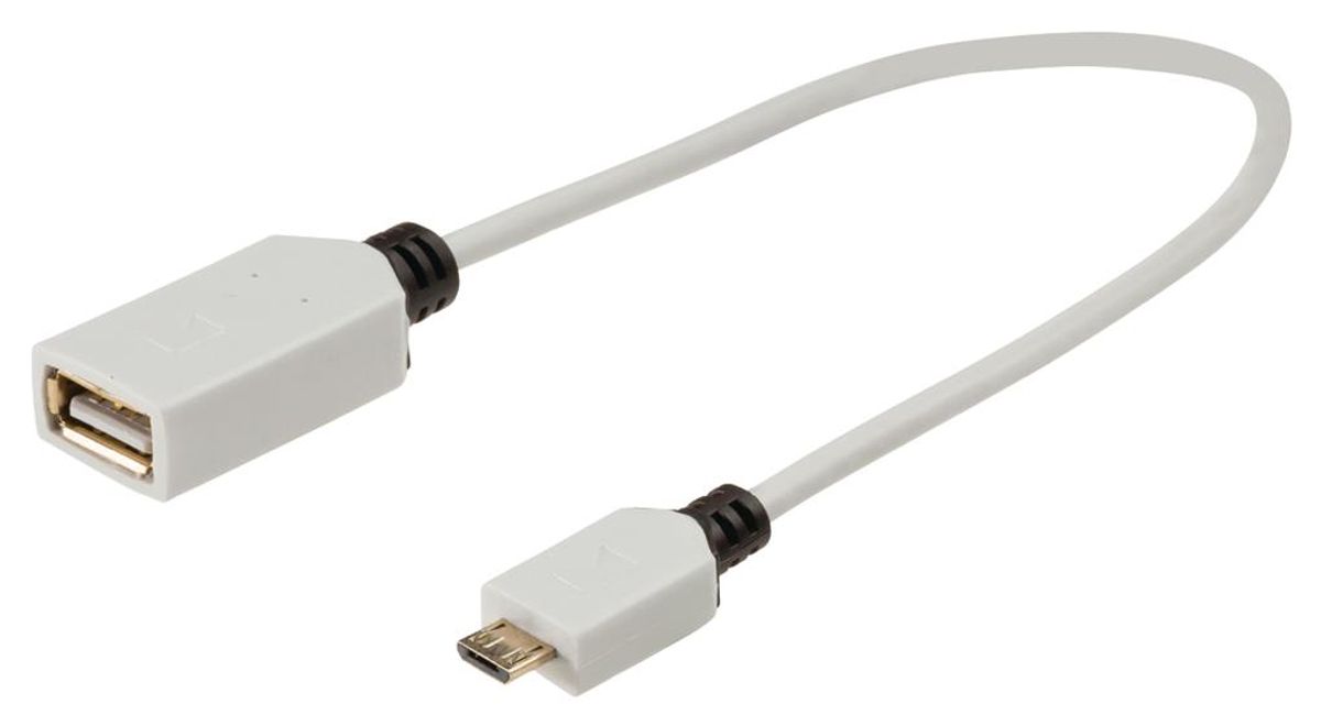 USB 2.0-Kabel Mikro B-Han - USB A Hun 0.20 m  - Hvit