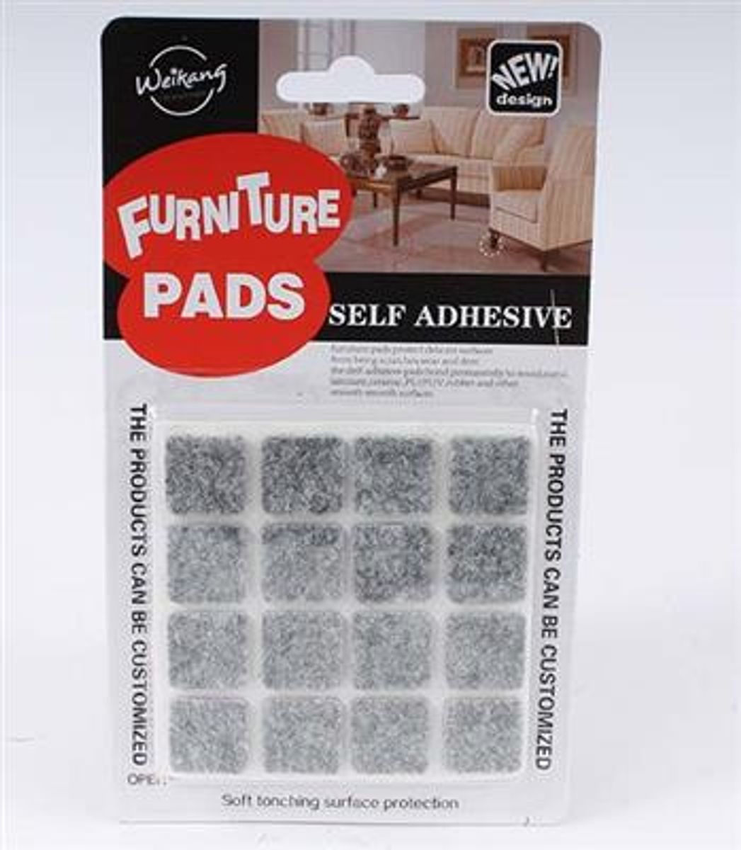 Møbelknotter med tape- firkantet Grå - 1,8x1,8cm x 32 stk