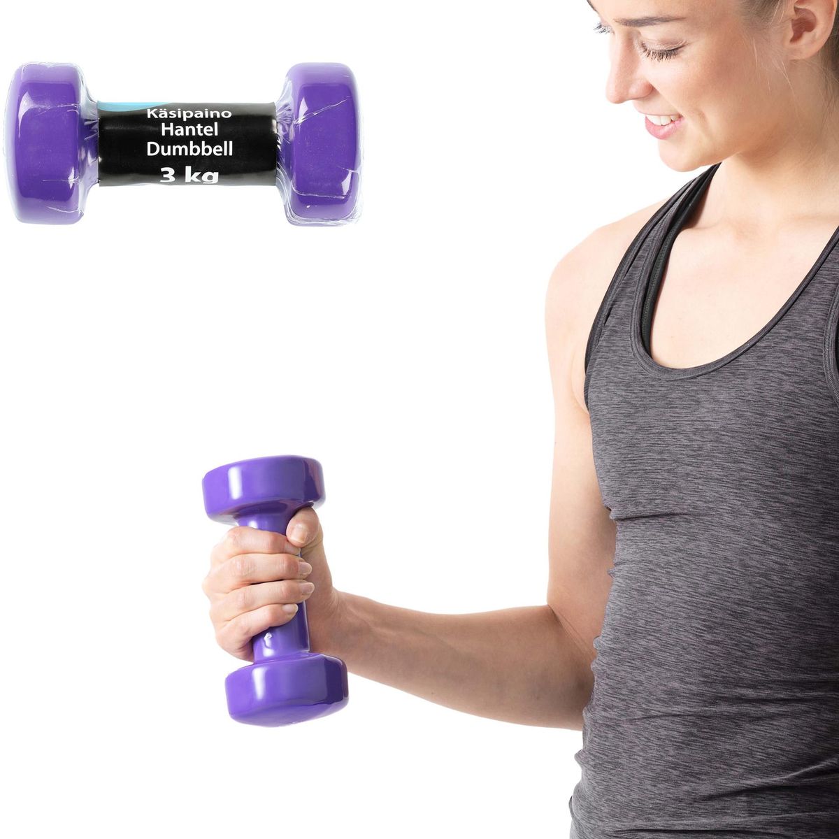 Håndvekt - Treningsmanual neoprene Lilla 3kg