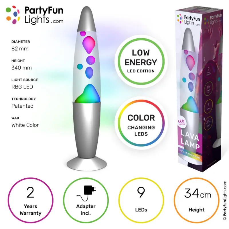 Lavalampe - Fargeskiftende Led-Lampe 34cm