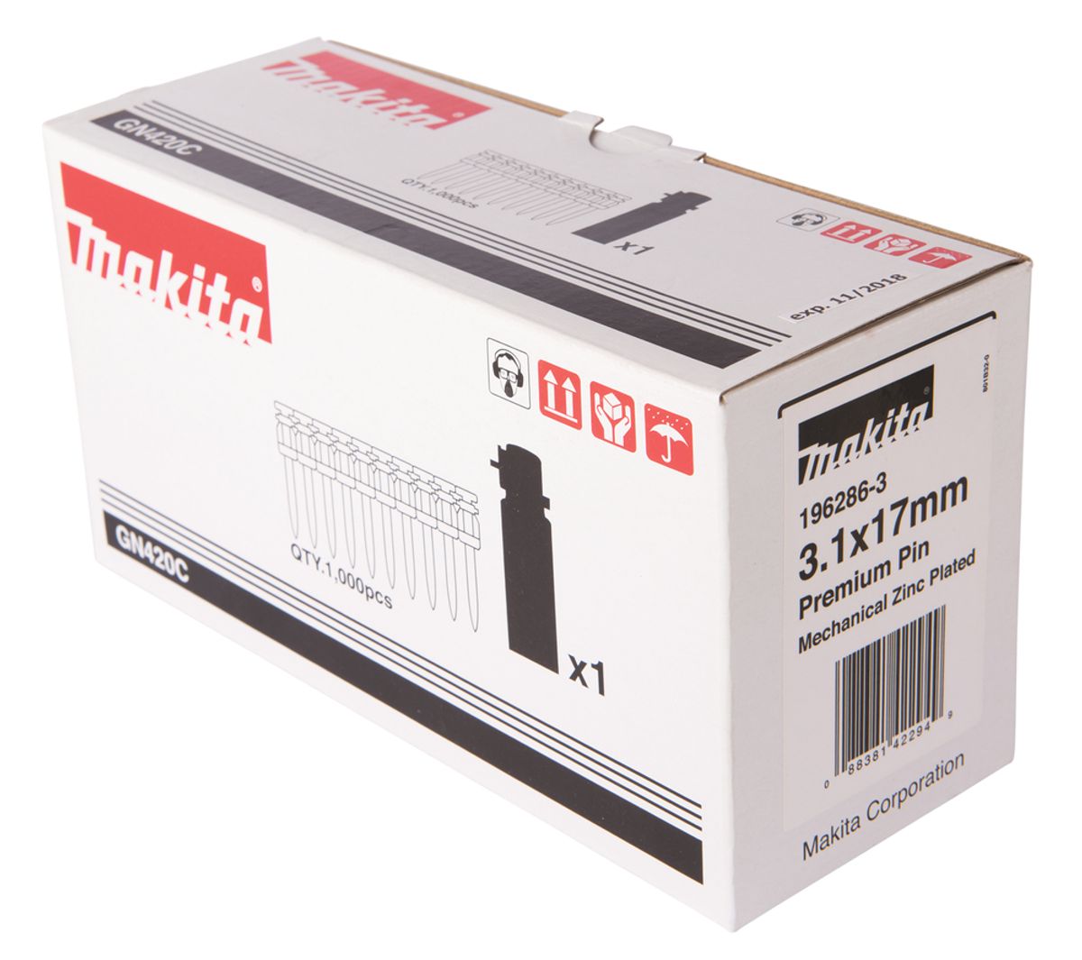 Makita Betongspiker Inkl. Gasspatron 3,1x17 mm 1000 stk. 196286-3