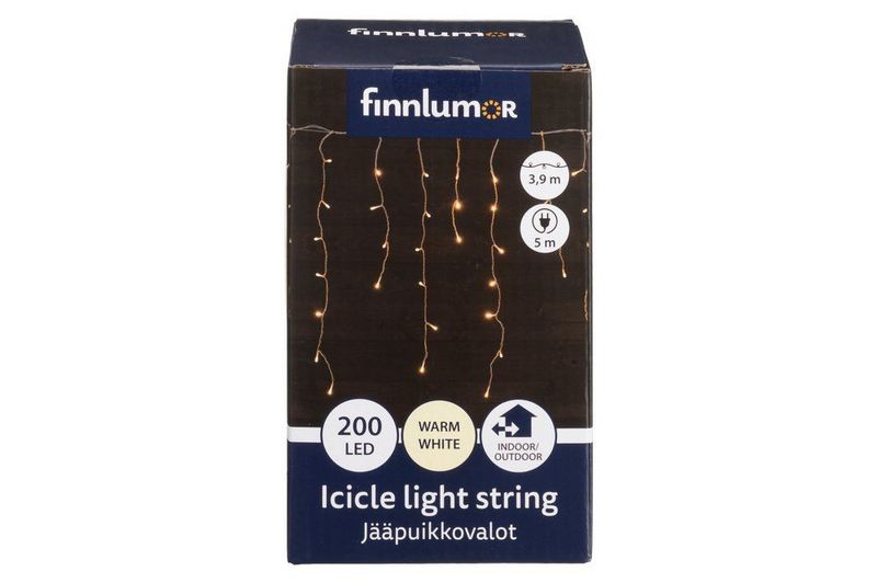 Julelys Istapper 200 LED Varmhvit – 3,9 m Utendørs Istapplenke IP44 (230V Nettdrift)