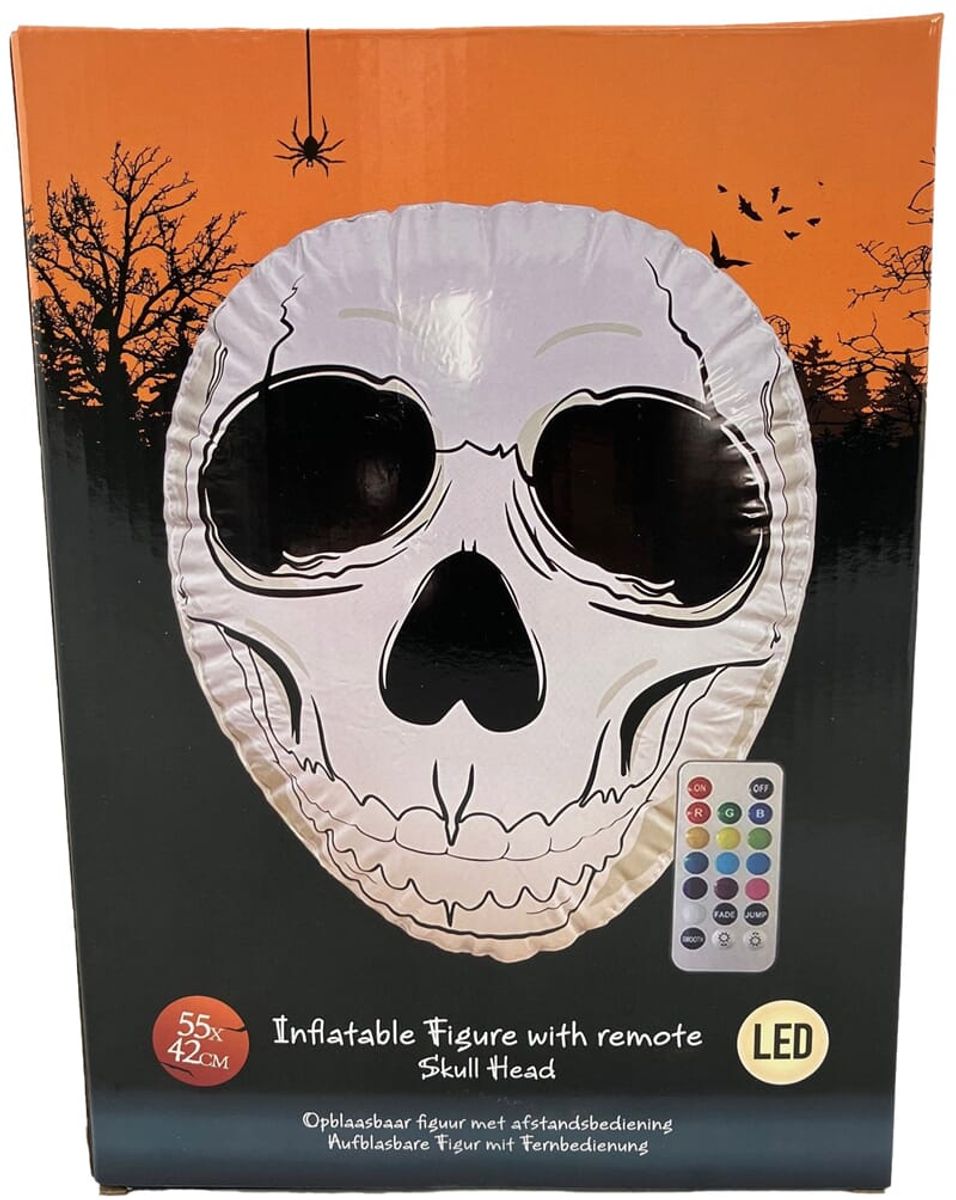 Oppblåsbar Halloween Figur med Fjernstyrt Lys, Hodeskalle