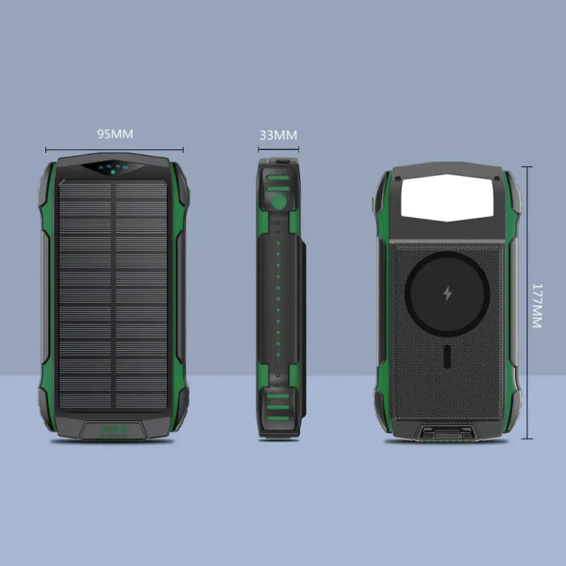 Powerbank Solcelle 20.000mAh, Vanntett, SOS