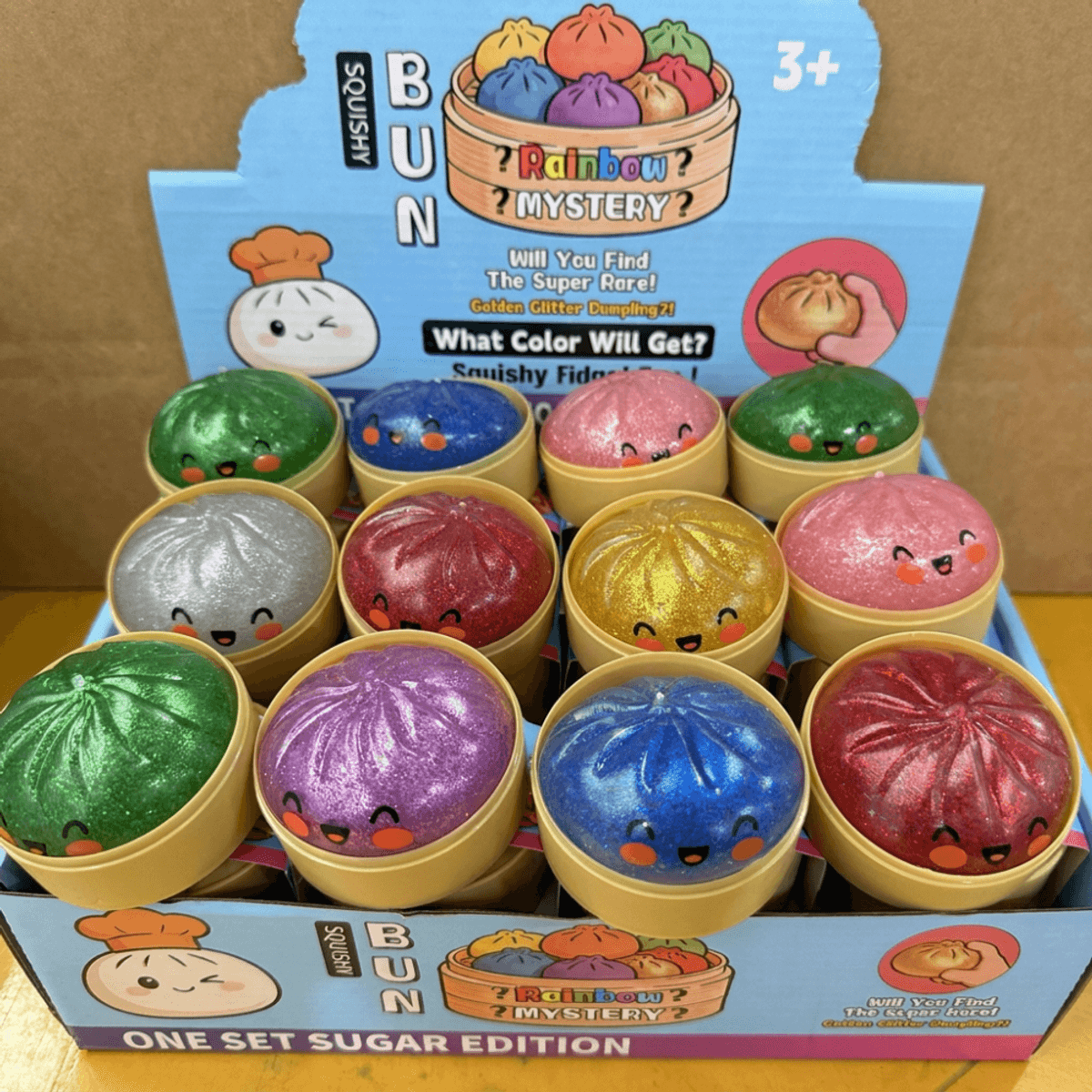Glitter Squishy Dumplings Buns i Assorterte Farger