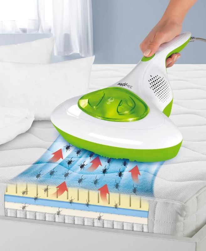 Støvsuger - Håndholdt For Madrass, mot Midd, Bakterier, Sopp - CleanMaxx - 230V - UV-C Lys