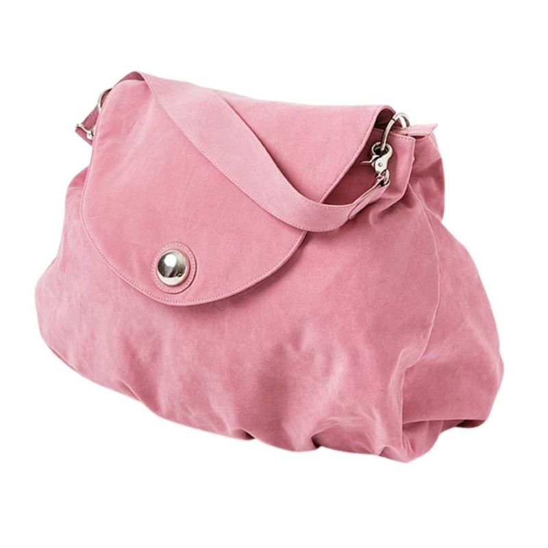 Stor Rosa Dameveske og Bag i Imitert Semsket Skinn – Romslig Skulderveske fra Lulu's