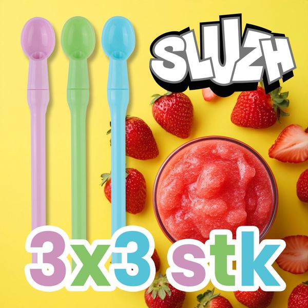 Hovedbilde Slush Sugerør med Skje 9 stk i pakke