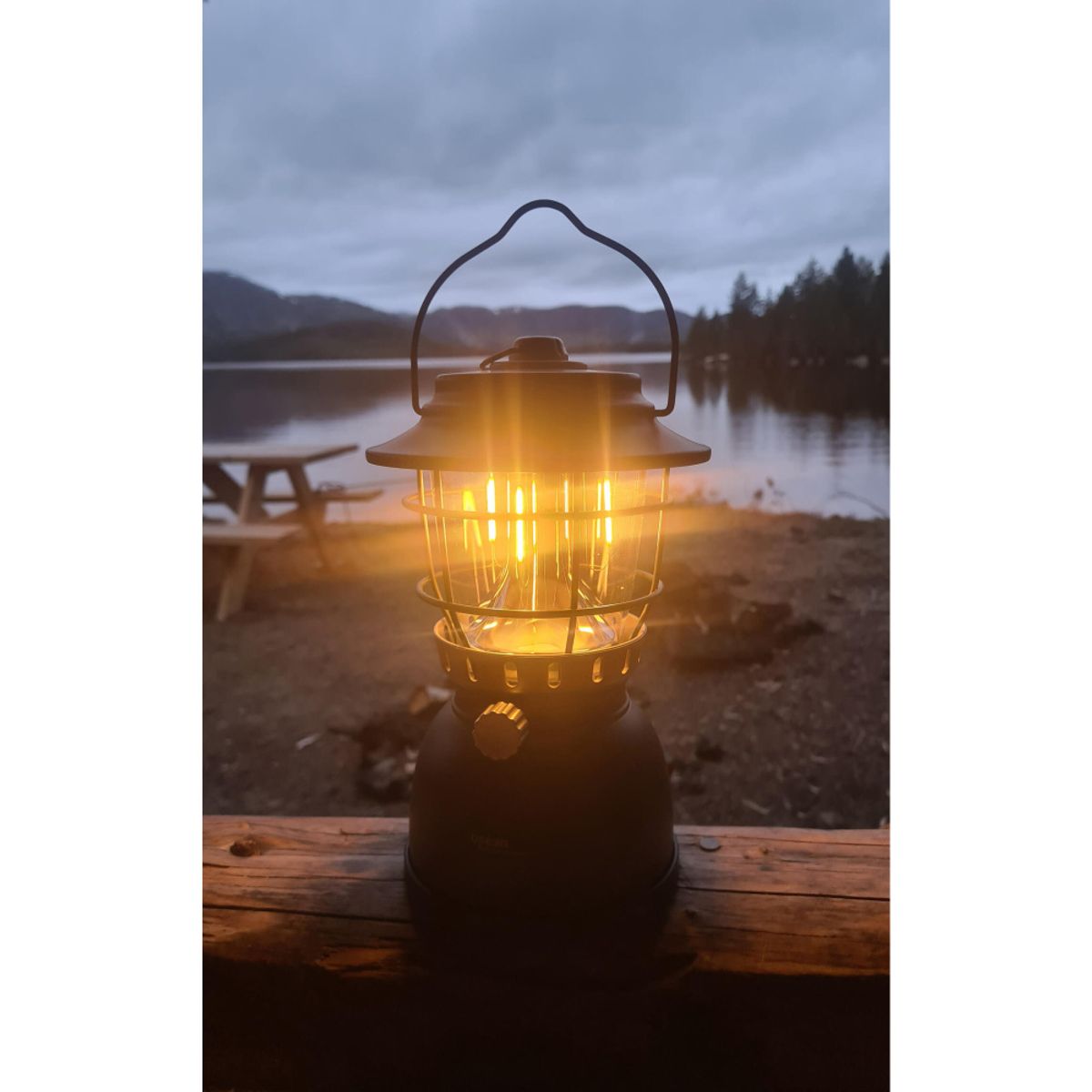 Campinglykt med powerbank - Oppladbar lanterne - Sort