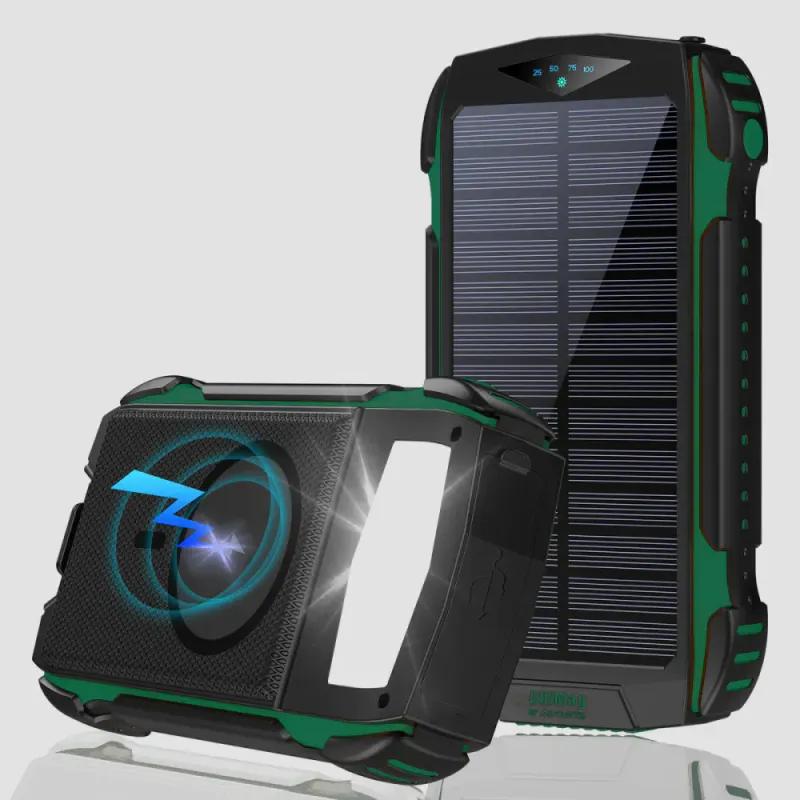 Powerbank Solcelle 20.000mAh, Vanntett, SOS