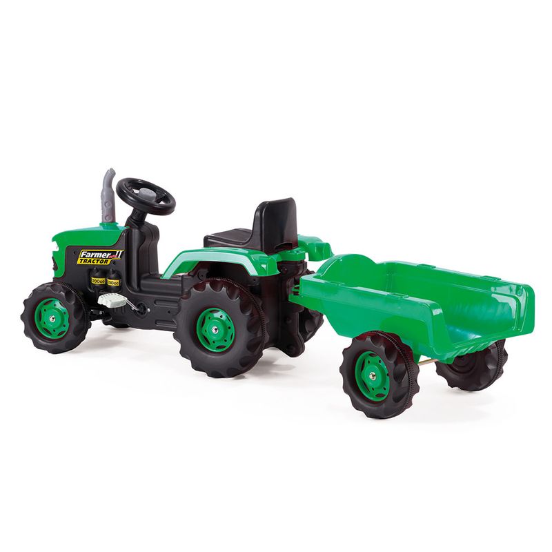Tråtraktor med Henger til Barn (143 cm) – Grønn Pedaltraktor fra Maku / Toys