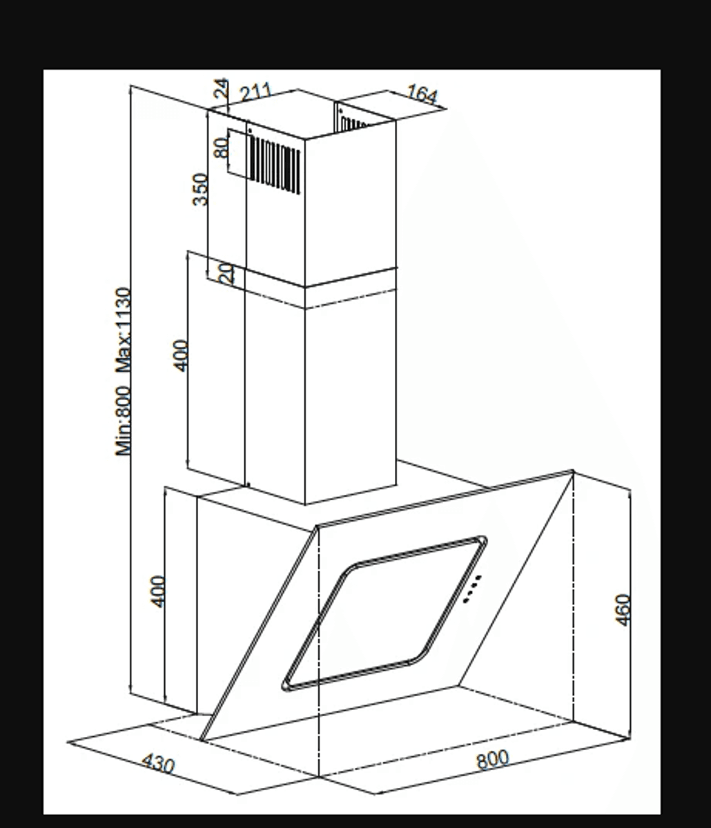 Silverline Ventilator Fellsavtrekk/Sentralventilasjon 60cm SVART YDUN SC 3422-60 SR 