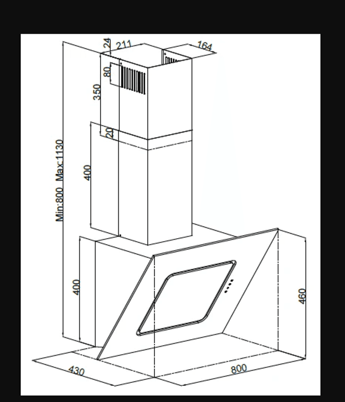 Silverline Ventilator Fellsavtrekk/Sentralventilasjon 60cm SVART YDUN SC 3422-60 SR 