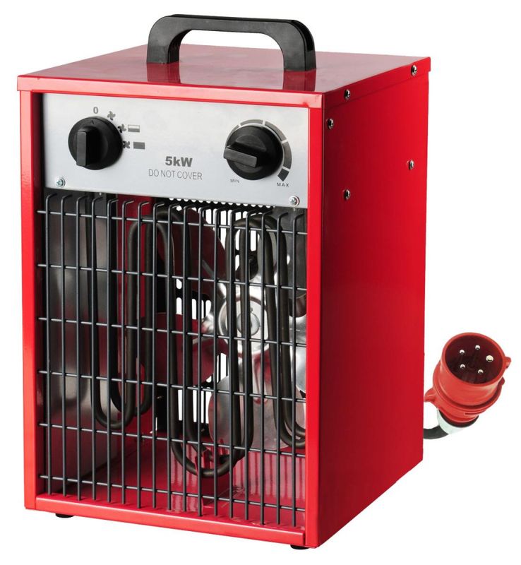 Byggvarmer Vifte 3-Fas 5000 Watt, Proff Ovn med termostat også for Våtrom