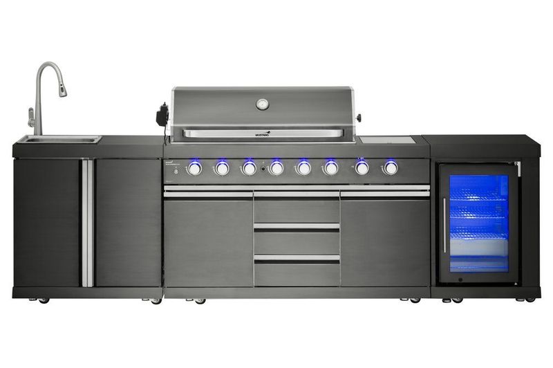 Gassgrill Black Diamond 6+2 Utekjøkken, Med Kjøleskap Og Vannkran - Mustang