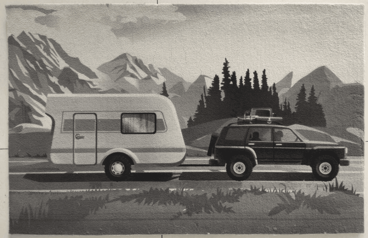 Dørmatte til Camping og Fortelt 45x70cm - Sklisikker med Campingmotiv