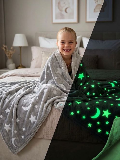 Hovedbilde Selvlysende Mykt Pledd - Glow in The Dark Pledd ...