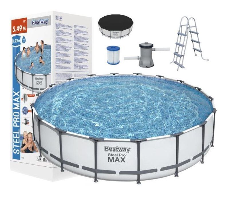 Badebasseng Bestway Steel Pro Max - Komplett med Pumpe og Stige - 542 cm x 122 cm