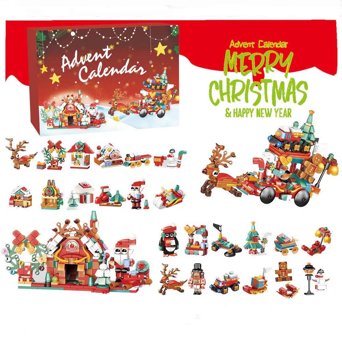 Adventskalender - Byggesett - Bygg 24 Julemotiver - Bestselger!