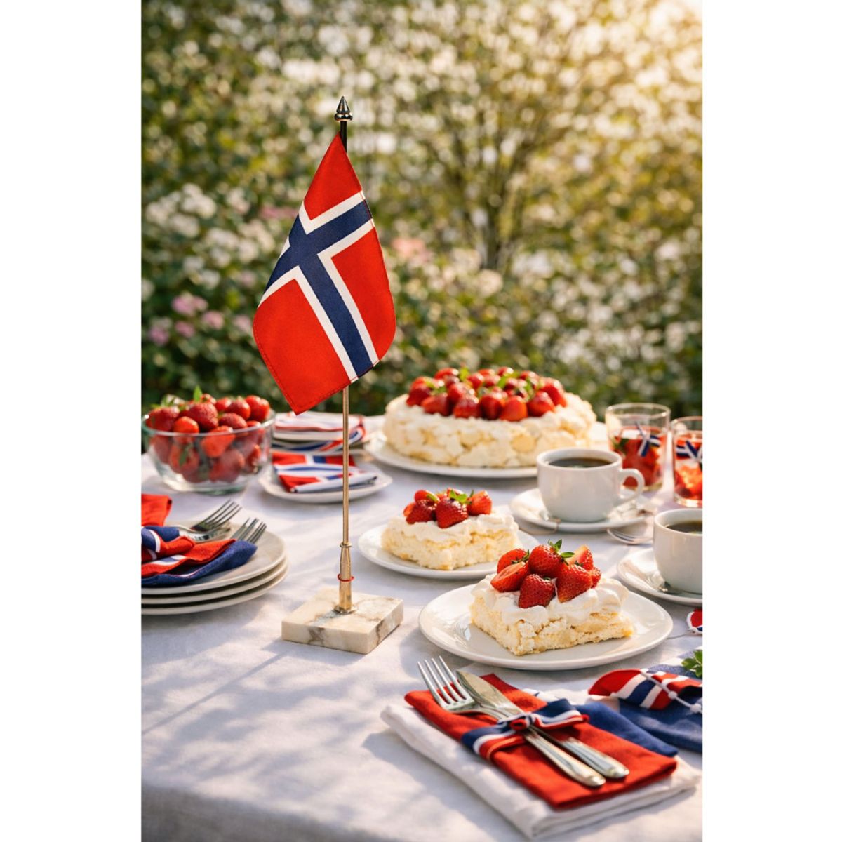 Bordflagg Med Marmorfot Høyde 40cm