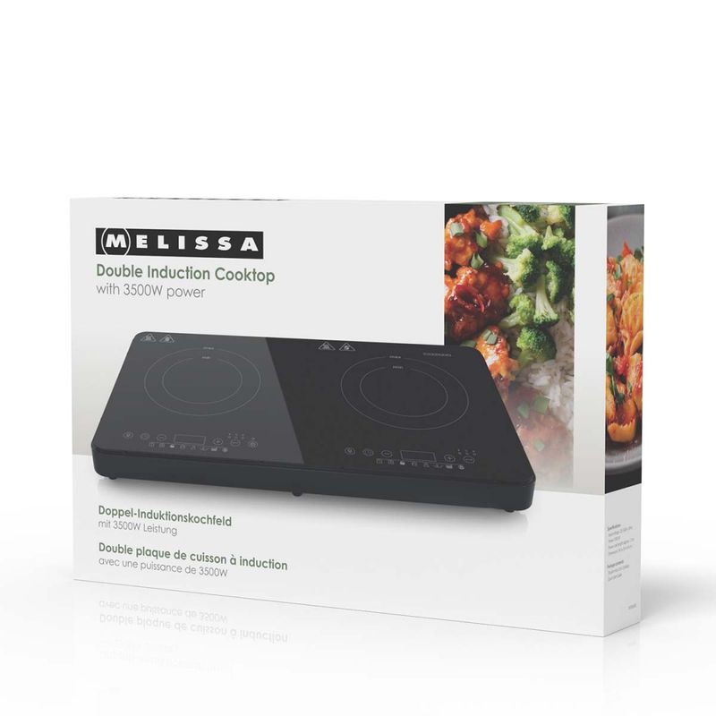 Dobbel Induksjonstopp 3500W m. Boost & Timer – Melissa Bærbar Platetopp (2 Soner)