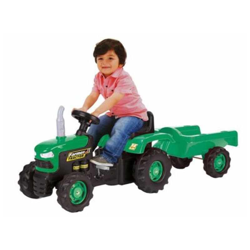 Tråtraktor med Henger til Barn (143 cm) – Grønn Pedaltraktor fra Maku / Toys