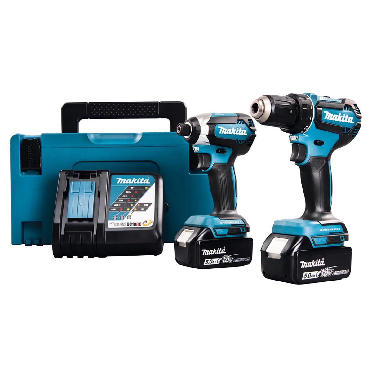 Makita Maskinsett 18V LXT ® DlX2289TJ  borskrutrekker og slagtrekke inkl 2 stk batterier