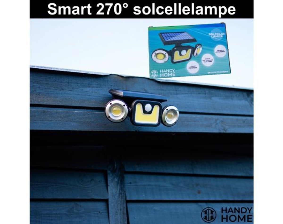 Utelys 270 grader Solcelledrevet Led-Lampe med kraftig lys